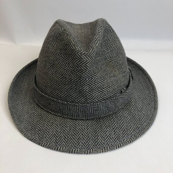 Vintage Feather Herringbone Fedora Pedigree Fifth Ave NY Size 7 1/4-7 3/8 Hat - Picture 2 of 7